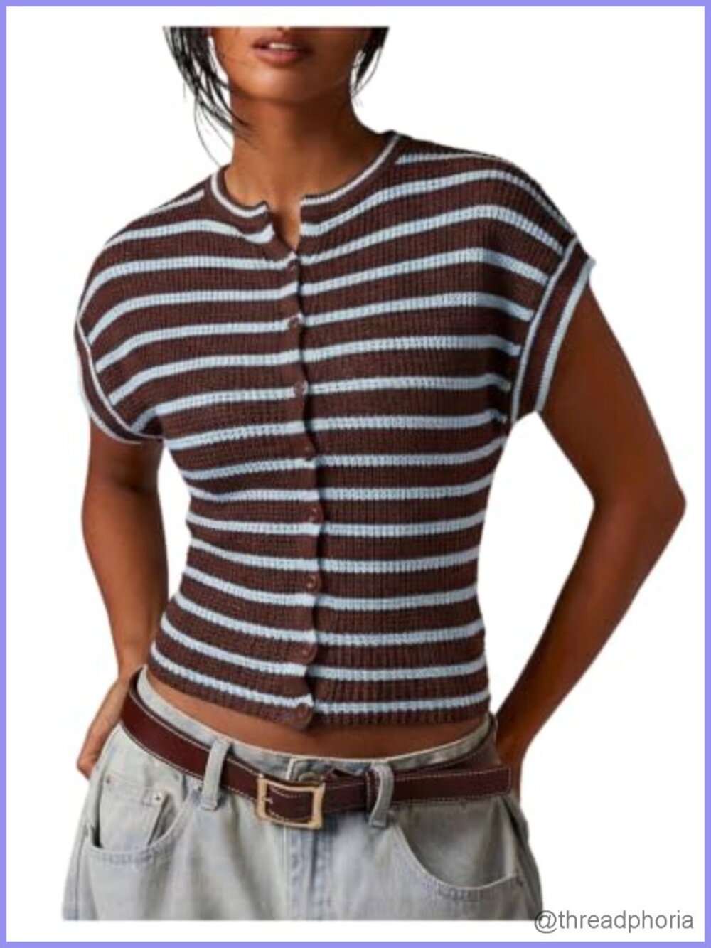 Women's Button Up Cap Sleeve Knit Vest Sweater Crop Top